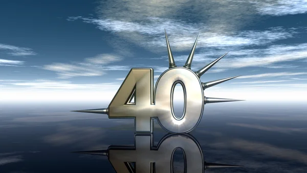 Αριθμός σαράντα με αγκάθια υπό συννεφιασμένο ουρανό - 3d απεικόνιση — Φωτογραφία Αρχείου