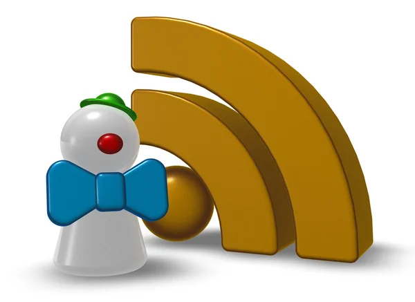 Clown-Bauer und RSS-Symbol - 3D-Rendering — Stockfoto