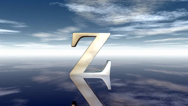 Metal uppercase letter z under cloudy sky - 3d rendering — Stock Photo, Image