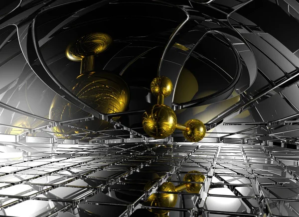 Molecule in futuristische ruimte - 3d rendering — Stockfoto