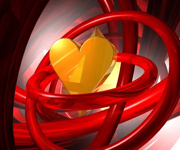 Símbolo del corazón en el espacio futurista abstracto - representación 3d — Foto de Stock