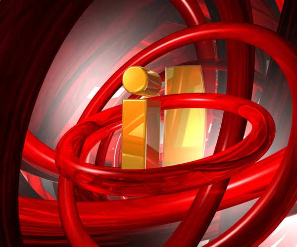 Golden letter i in abstract futuristic space - 3d illustration — Stock Photo, Image