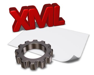 XML etiketi ve Dişli çark - 3d render