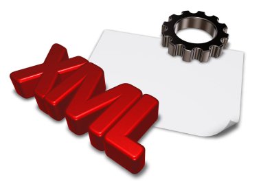 xml tag and gear wheel - 3d rendering clipart