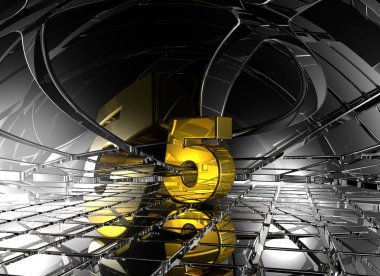 Beş dakika sonra soyut fütüristik uzay - 3d render sayısı