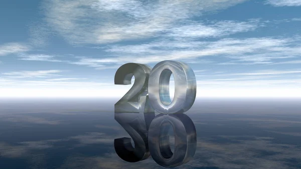 Number twenty under cloudy sky - 3d rendering — Stock Photo, Image