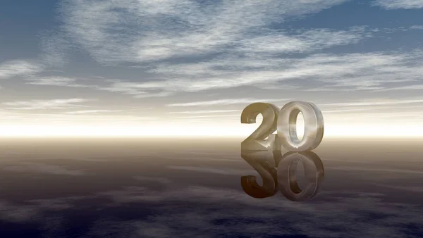 Number twenty under cloudy sky - 3d rendering — Stock Photo, Image