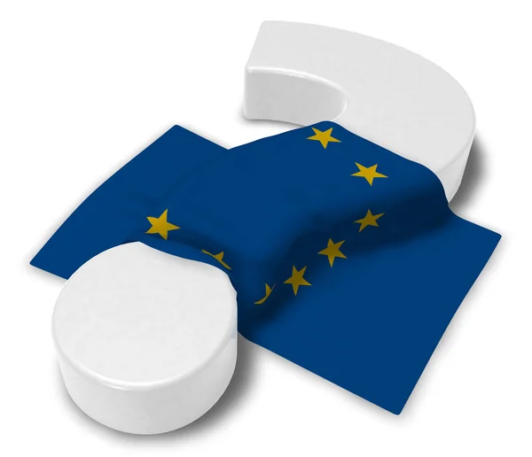 Frågetecken och flagga i Europeiska unionen - 3d illustration — Stockfoto