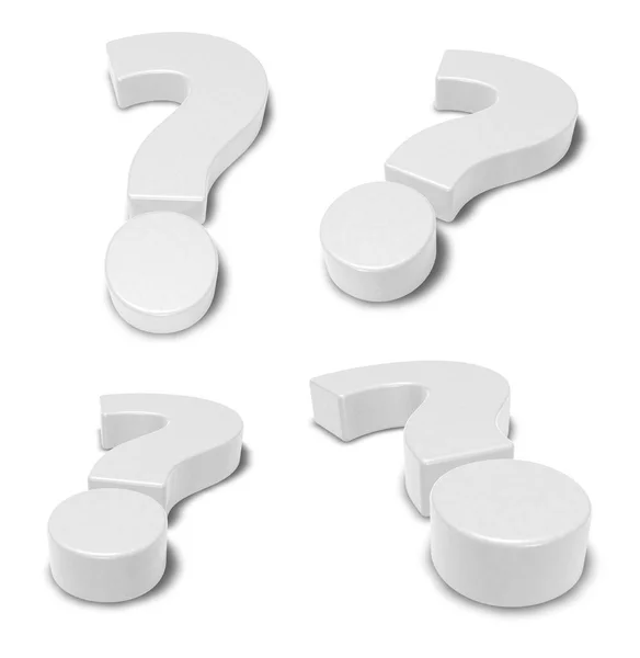 Four white question marks - 3d rendering — Stock Photo, Image
