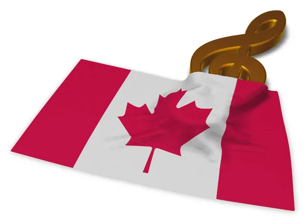 Símbolo clef e bandeira canadense - renderização 3d — Fotografia de Stock