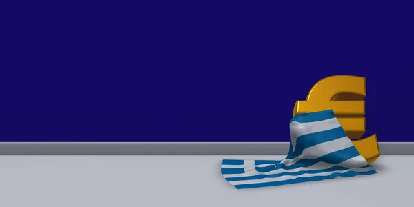 Symbole euro et drapeau grec illustration 3d — Photo