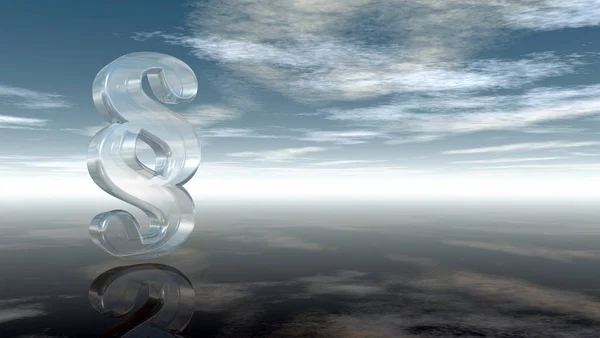 Glass paragraph symbol under cloudy sky - 3d rendering — Stock Photo, Image