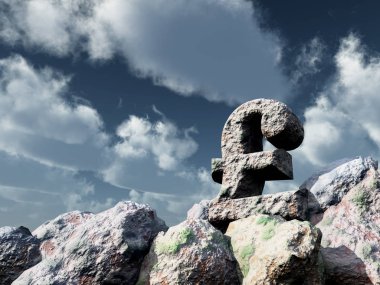 taş Sterlini sembolin altında bulutlu mavi gökyüzü - 3d çizim