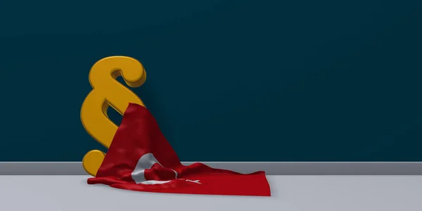 段落記号とトルコ国旗 3 d レンダリング — ストック写真