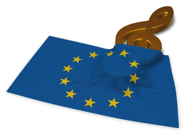 Clef symbol and flag of the european union - 3d rendering — Stock Photo, Image