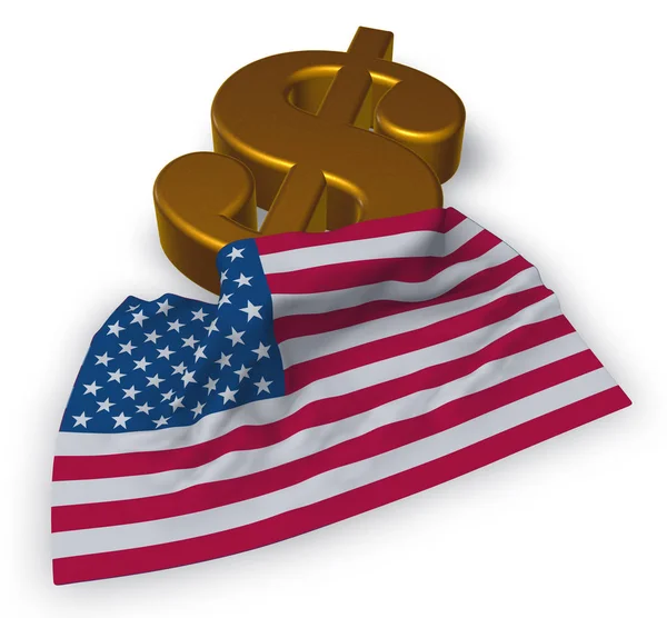 Dollar-Symbol und US-Flagge - 3D-Illustration — Stockfoto