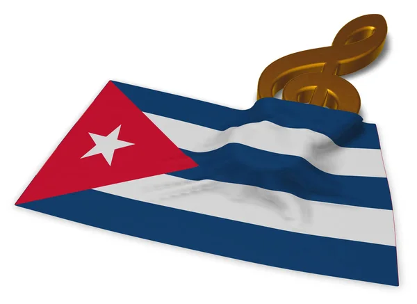 Clef symbol and flag of cuba - 3d rendering — Stock Photo, Image