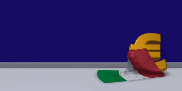 Symbole de l'euro et drapeau italien illustration 3d — Photo