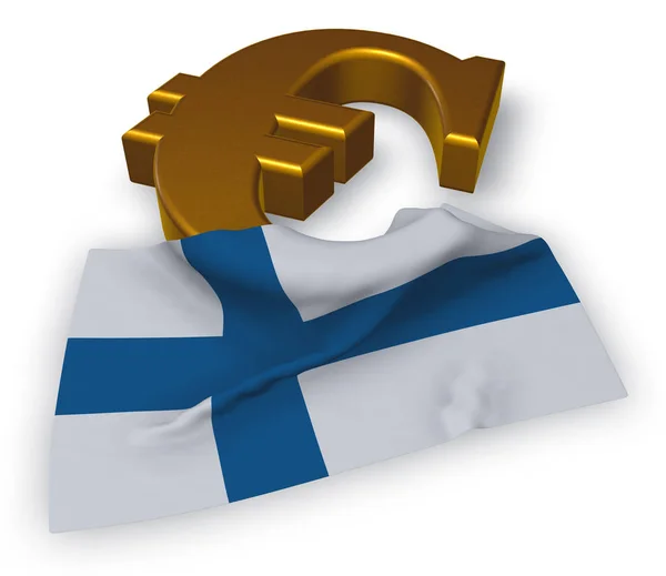 Symbole de l'euro et drapeau de la Finlande illustration 3d — Photo
