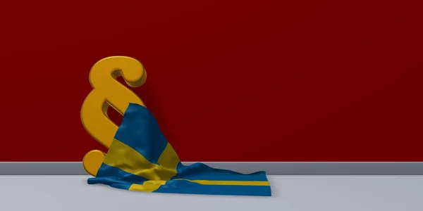 Símbolo de párrafo y bandera de Suecia - representación en 3D —  Fotos de Stock