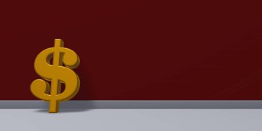 kırmızı duvar - 3d render Doları sembolü
