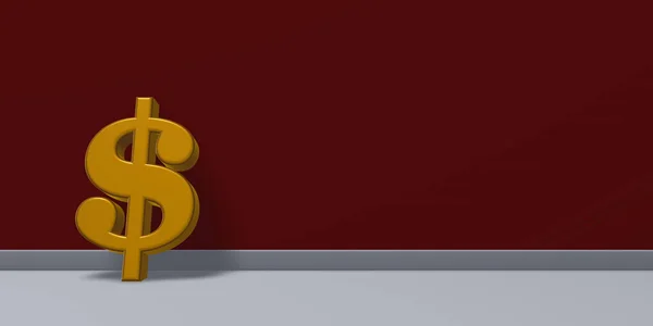 Dollarn symbolen på röda väggen - 3d rendering — Stockfoto