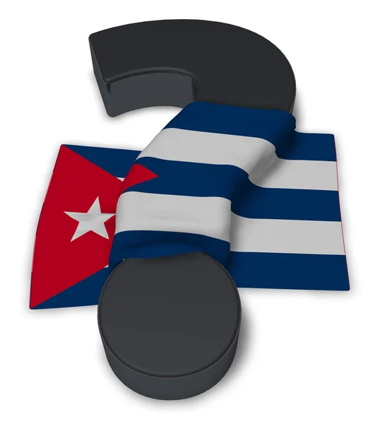クエスチョン マークおよびキューバの 3 d 図の旗 — ストック写真