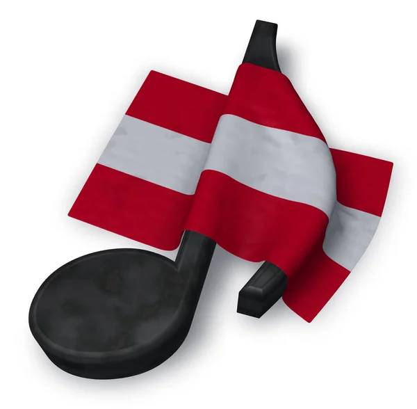 Muziek opmerking en Oostenrijkse vlag - 3d rendering — Stockfoto