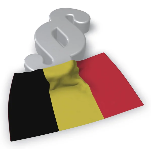 Paragraph symbol and belgian flag - 3d rendering — Stock Photo, Image