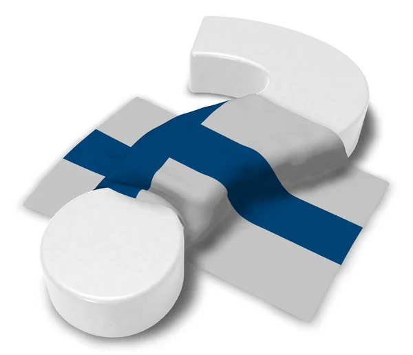 Kérdőjel és Finnország - 3d illusztráció zászlaja — Stock Fotó