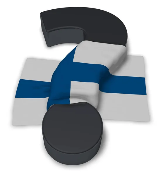 Kérdőjel és Finnország - 3d illusztráció zászlaja — Stock Fotó
