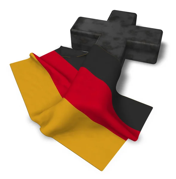 Христианский крест и флаг Германии - 3d рендеринг — стоковое фото