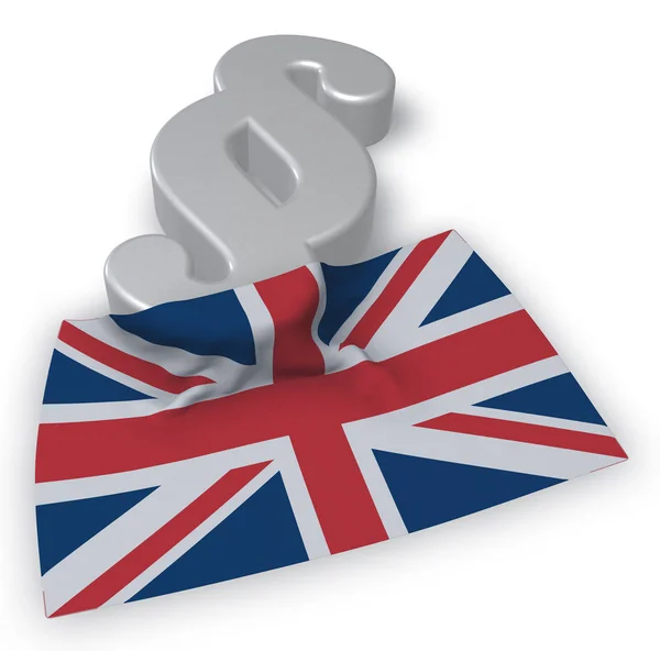 Símbolo de parágrafo e bandeira do Reino Unido - renderização 3d — Fotografia de Stock
