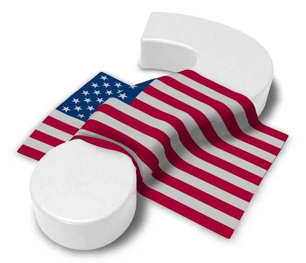 Fragezeichen und Flagge der USA - 3D-Illustration lizenzfreie Stockfotos
