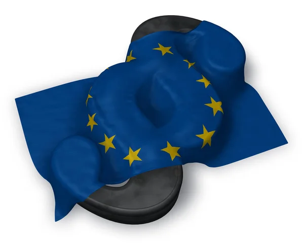Absatzsymbol und Flagge der Europäischen Union - 3D-Darstellung Stockbild