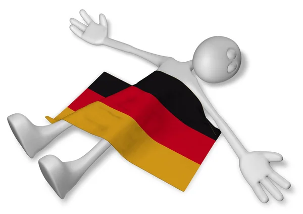 Мертвый мультяшный парень и флаг Германии - 3d иллюстрация — стоковое фото