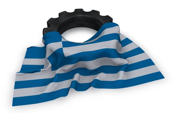 Roue dentée et drapeau de la Grèce - rendu 3d — Photo