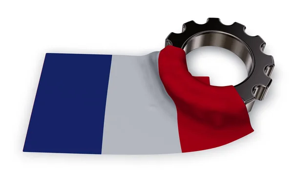 歯車とフランスの国旗 - 3 d レンダリング — ストック写真