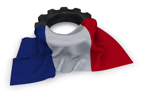 Rueda de engranaje y bandera de Francia - 3d renderizado — Foto de Stock