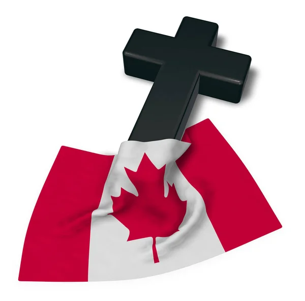 Przydrożny krzyż i flaga Kanady - 3d renderowania — Zdjęcie stockowe