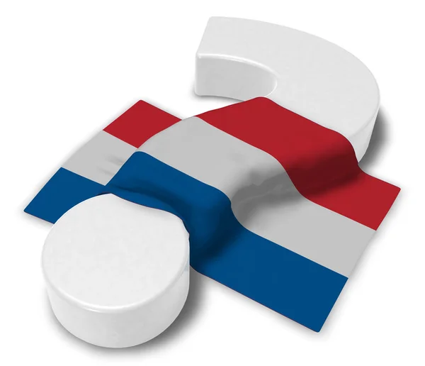 Point d'interrogation et drapeau des Pays-Bas - illustration 3D — Photo