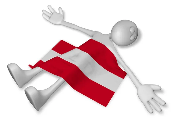 Dode cartoon guy en vlag van Oostenrijk - 3d illustratie — Stockfoto