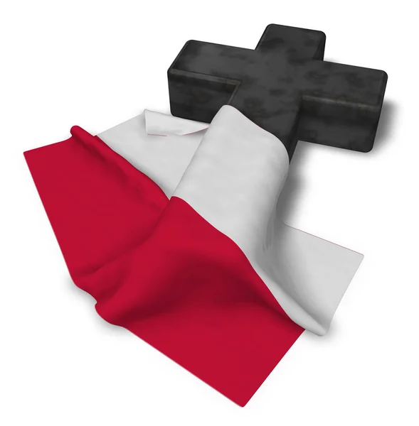 Cruz cristiana y bandera de Polonia - 3d renderizado —  Fotos de Stock