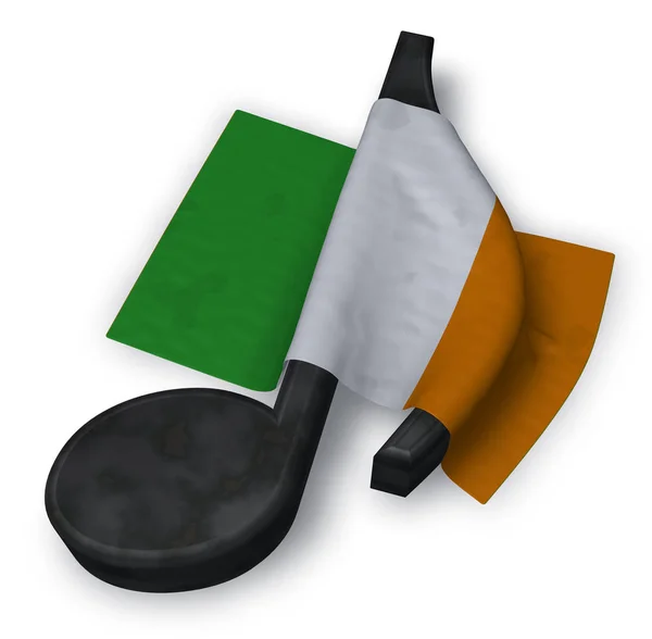 음악 노트와 아일랜드의 국기-3d 렌더링 — 스톡 사진