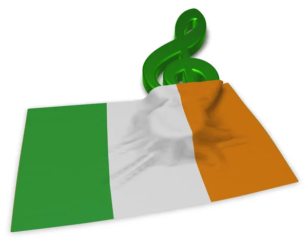 음자리표 기호 및 아일랜드의 국기-3d 렌더링 — 스톡 사진