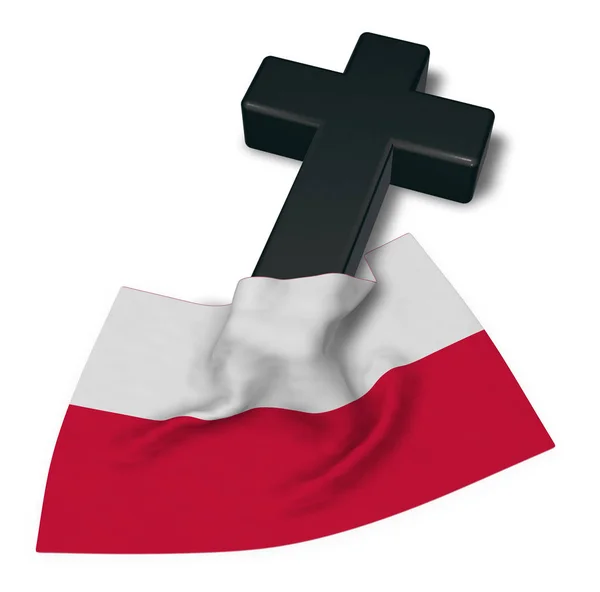 Христианский крест и флаг Польши - 3D рендеринг — стоковое фото