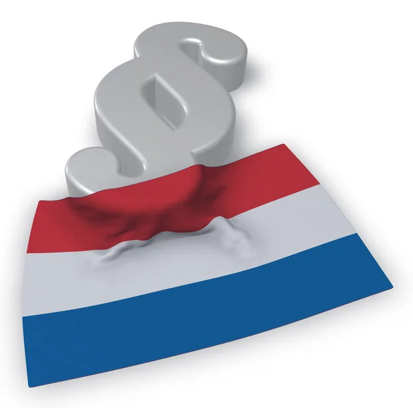 Simbolo di paragrafo e bandiera olandese - illustrazione 3d — Foto Stock