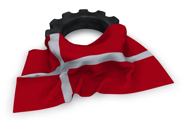 Kugghjulet och flagga Danmark - 3d rendering — Stockfoto