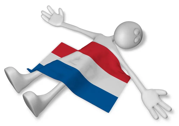 Dead cartoon guy and flag of the netherlands - 3d illustration — Stock Photo, Image