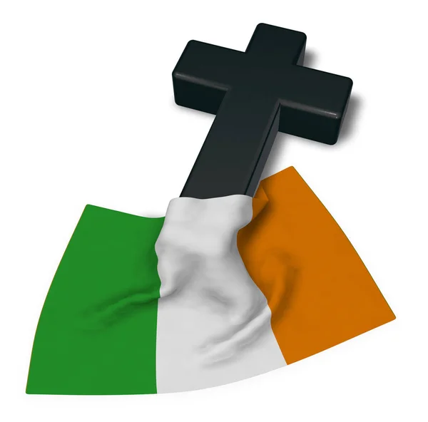 Христианский крест и флаг Ирландии - 3d рендеринг — стоковое фото